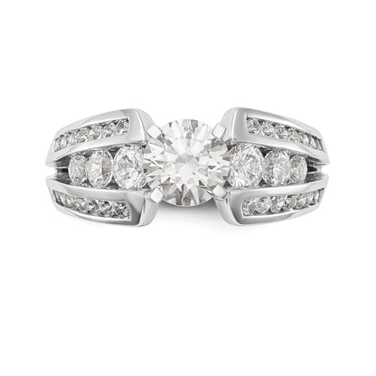 14K White Gold Diamond Peg Set CZ Engagement Ring