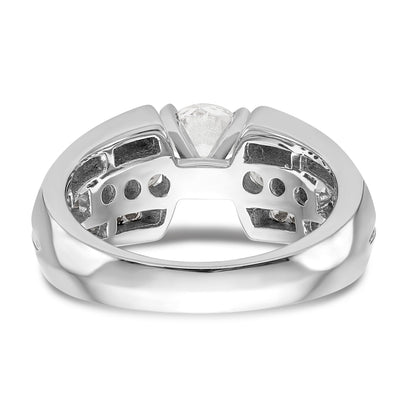 14K White Gold Diamond Peg Set CZ Engagement Ring