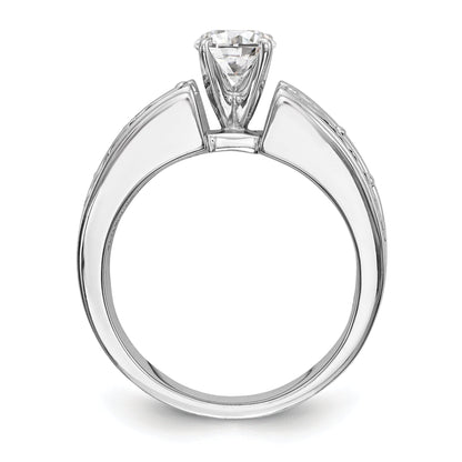 14K White Gold Diamond Peg Set CZ Engagement Ring