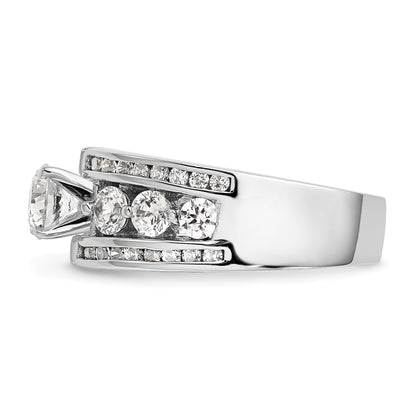 14K White Gold Diamond Peg Set CZ Engagement Ring