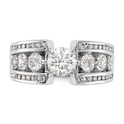 14K White Gold Diamond Peg Set CZ Engagement Ring