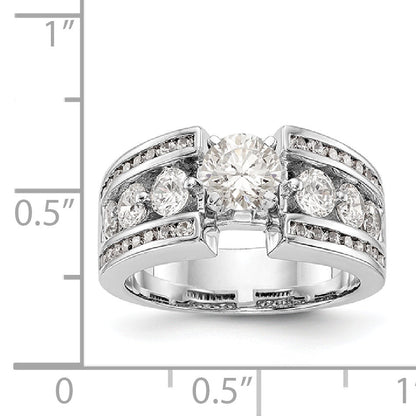14K White Gold Diamond Peg Set CZ Engagement Ring