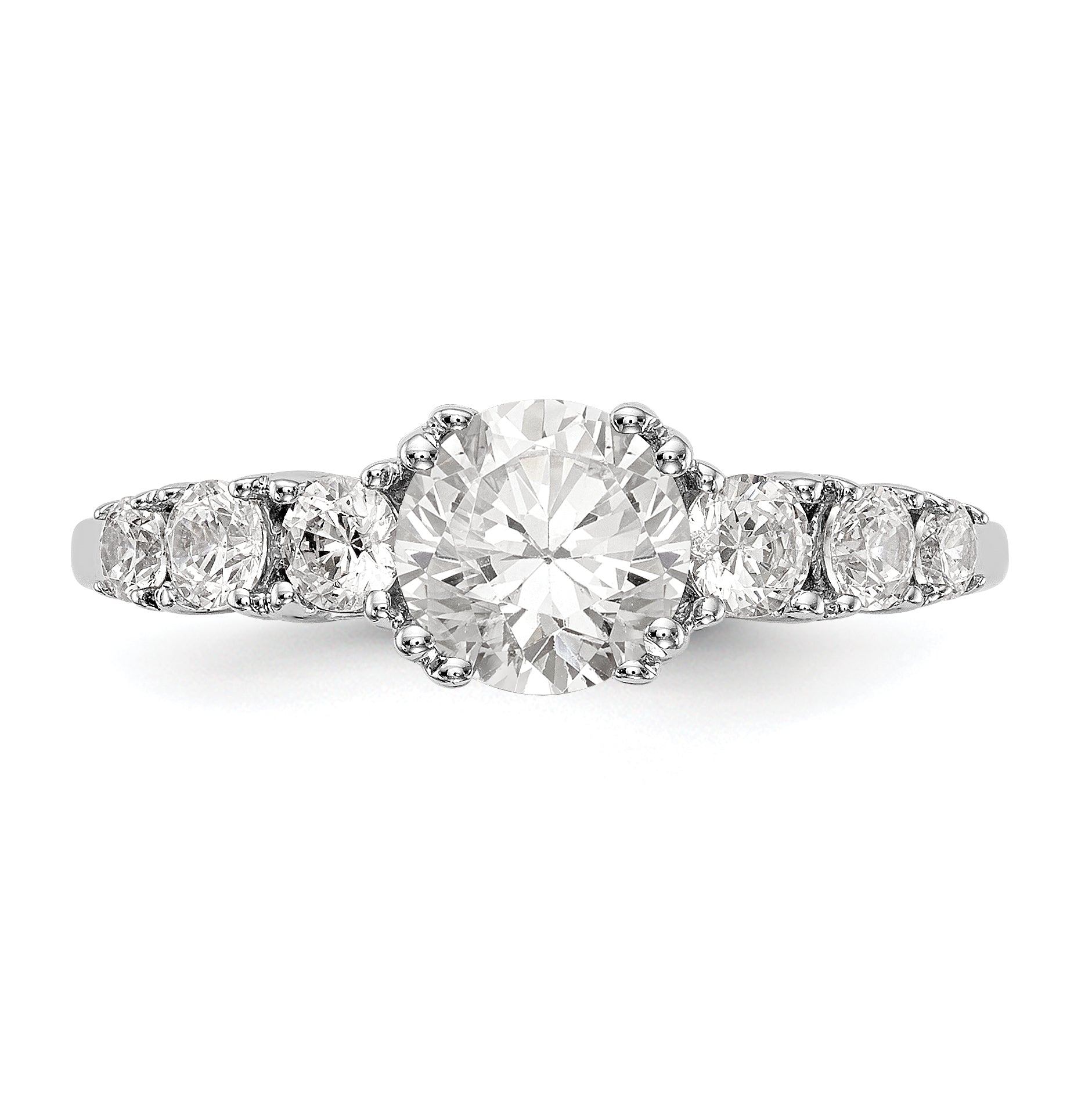 14K White Gold Simulated Diamond Engagement Ring