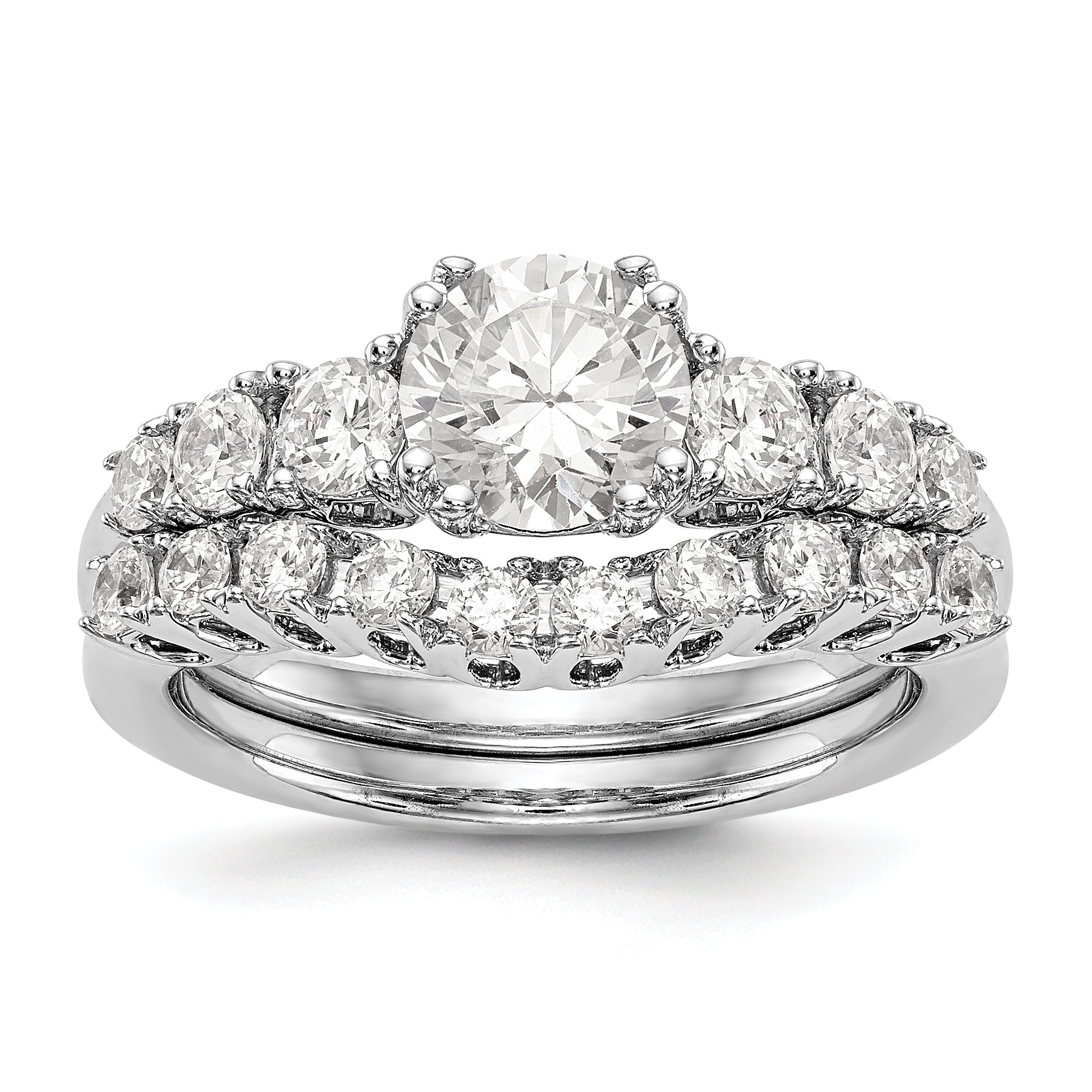 14K White Gold Simulated Diamond Engagement Ring
