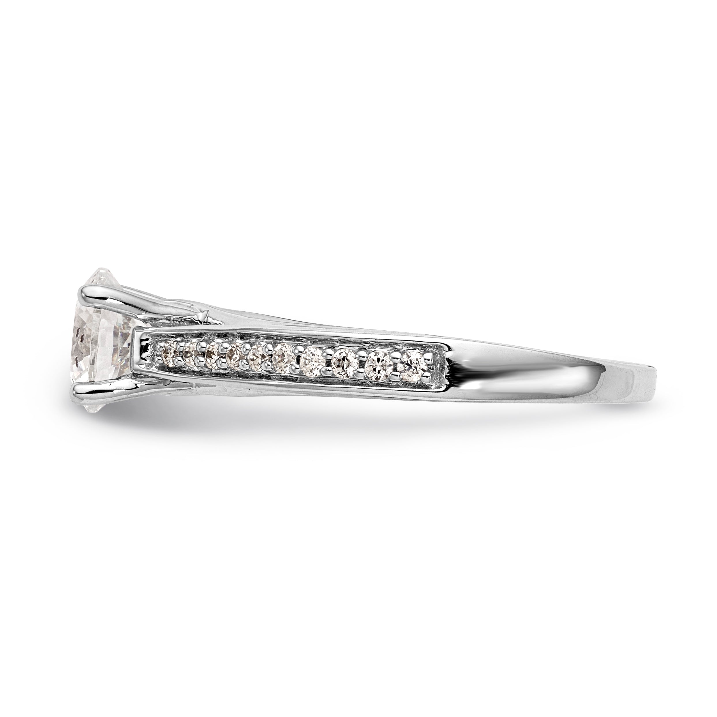 14K White Gold Simulated Diamond Engagement Ring