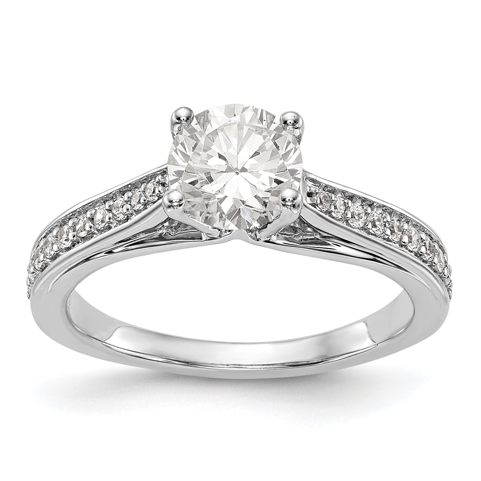 14K White Gold Simulated Diamond Engagement Ring