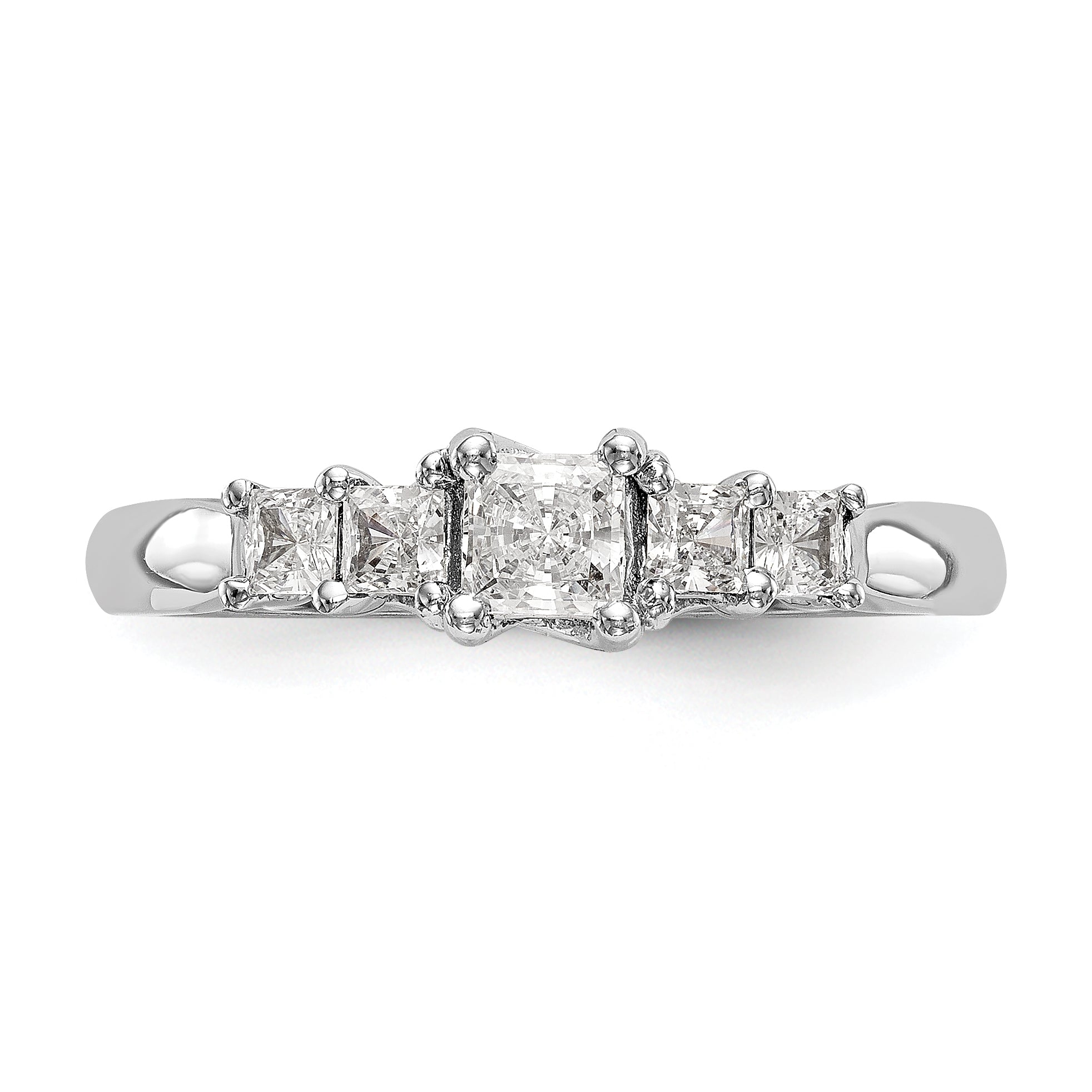14K White Gold Simulated Diamond Engagement Ring