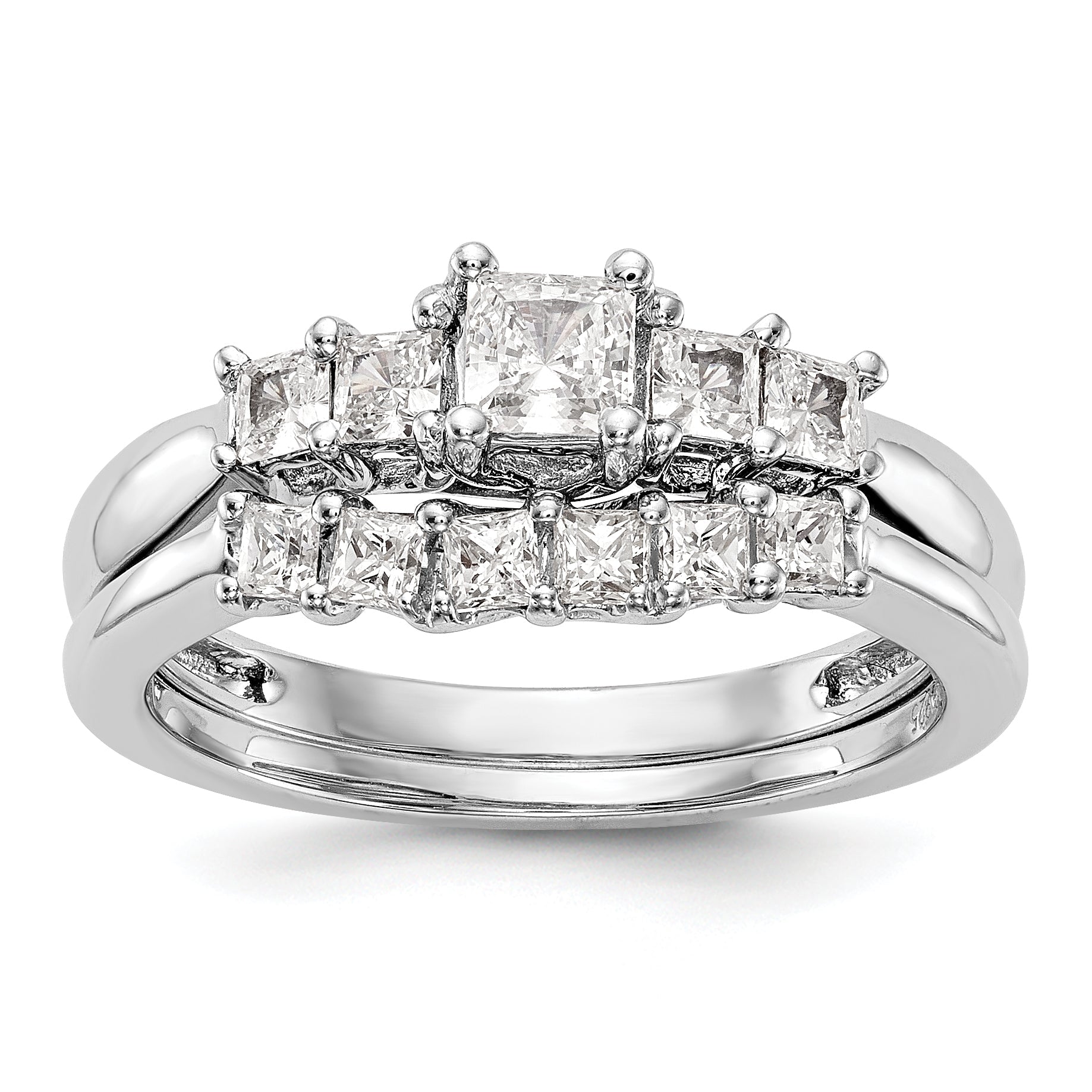 14K White Gold Simulated Diamond Engagement Ring