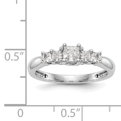 14K White Gold Simulated Diamond Engagement Ring