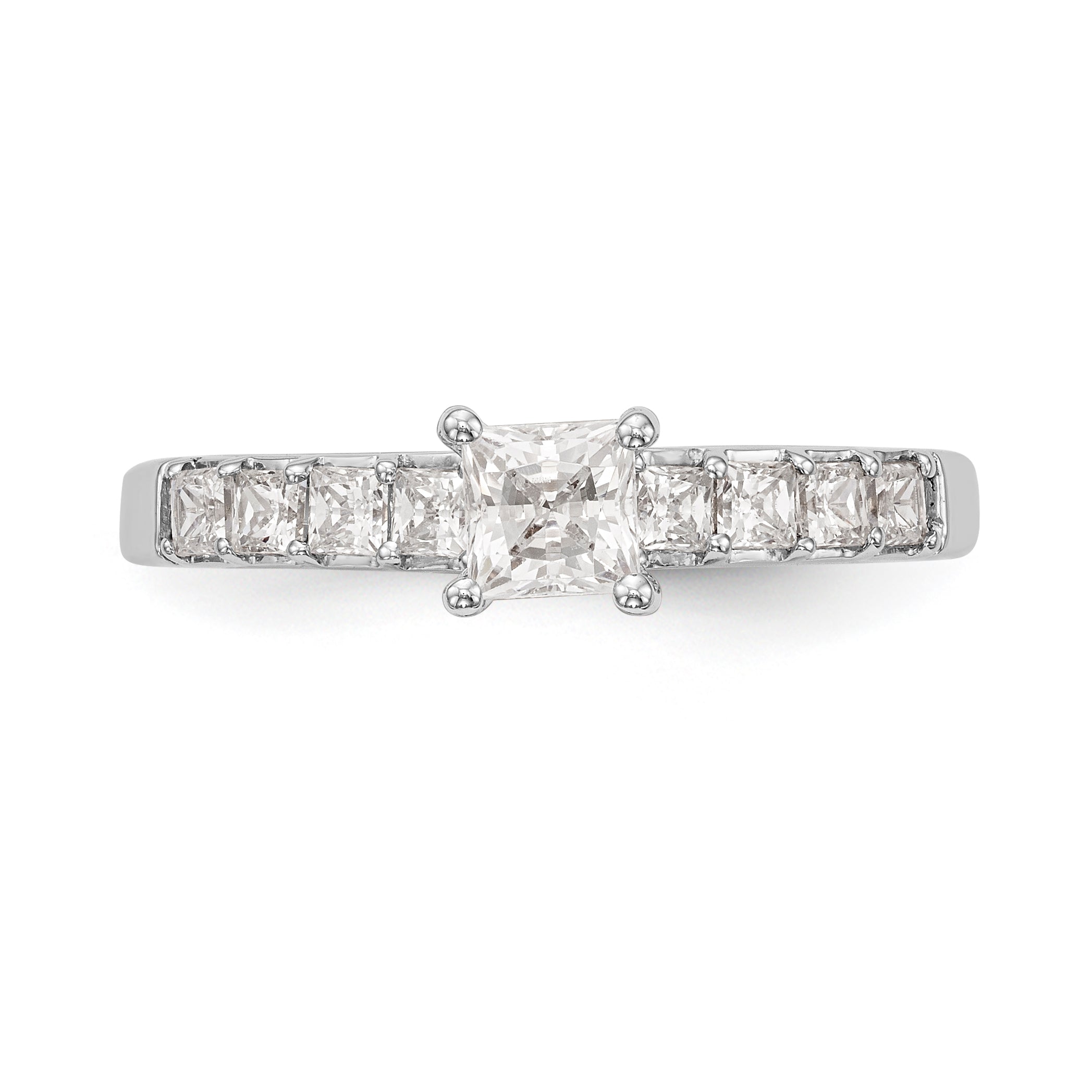 14K White Gold Simulated Diamond Engagement Ring