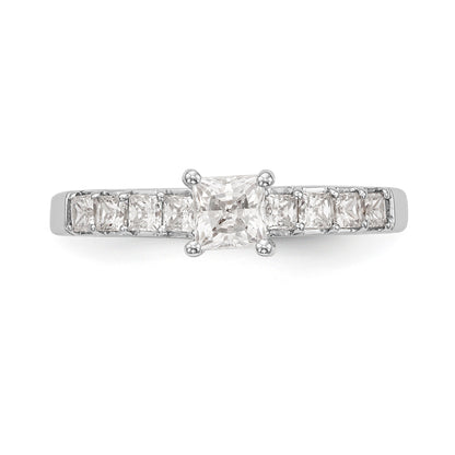 14K White Gold Simulated Diamond Engagement Ring
