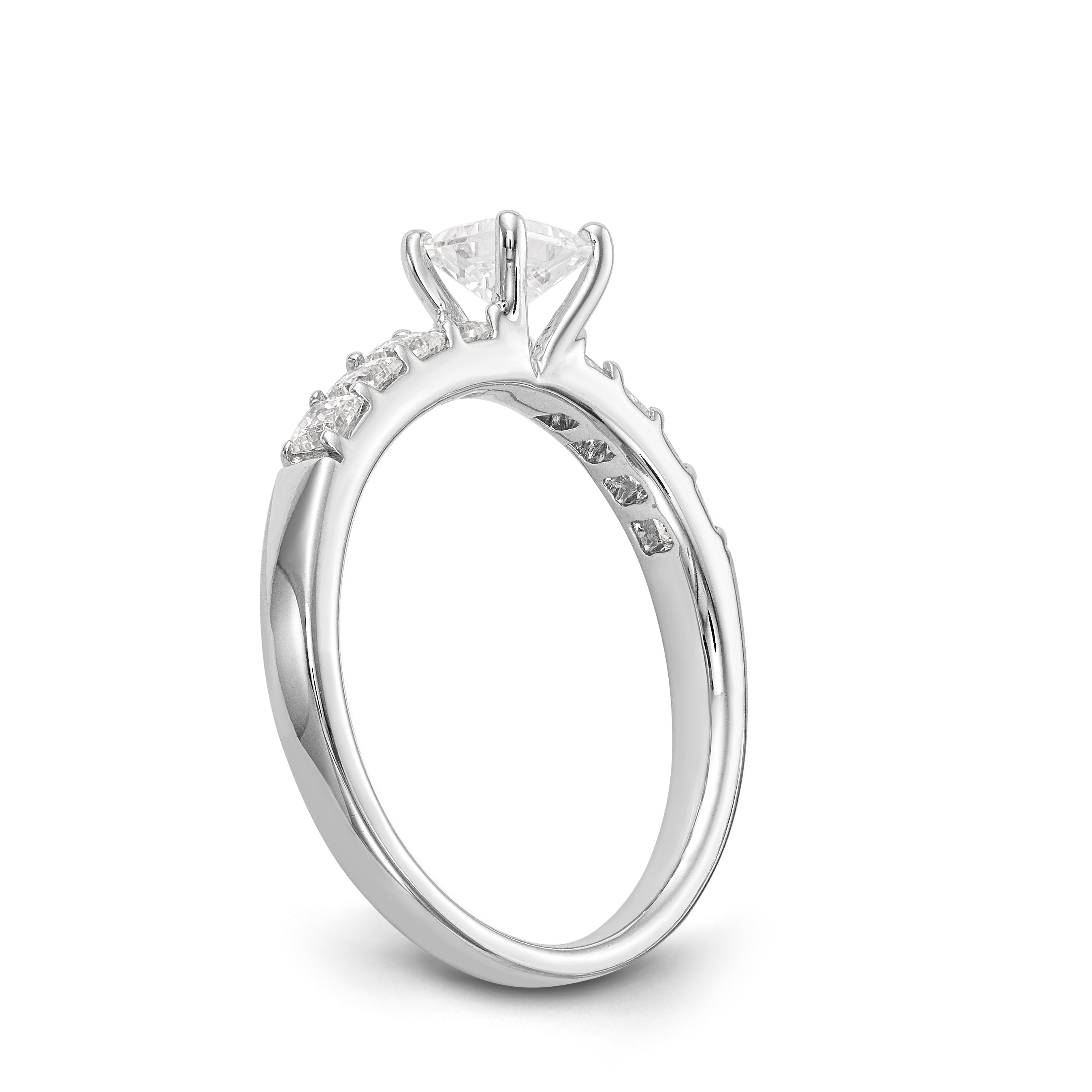 14K White Gold Simulated Diamond Engagement Ring