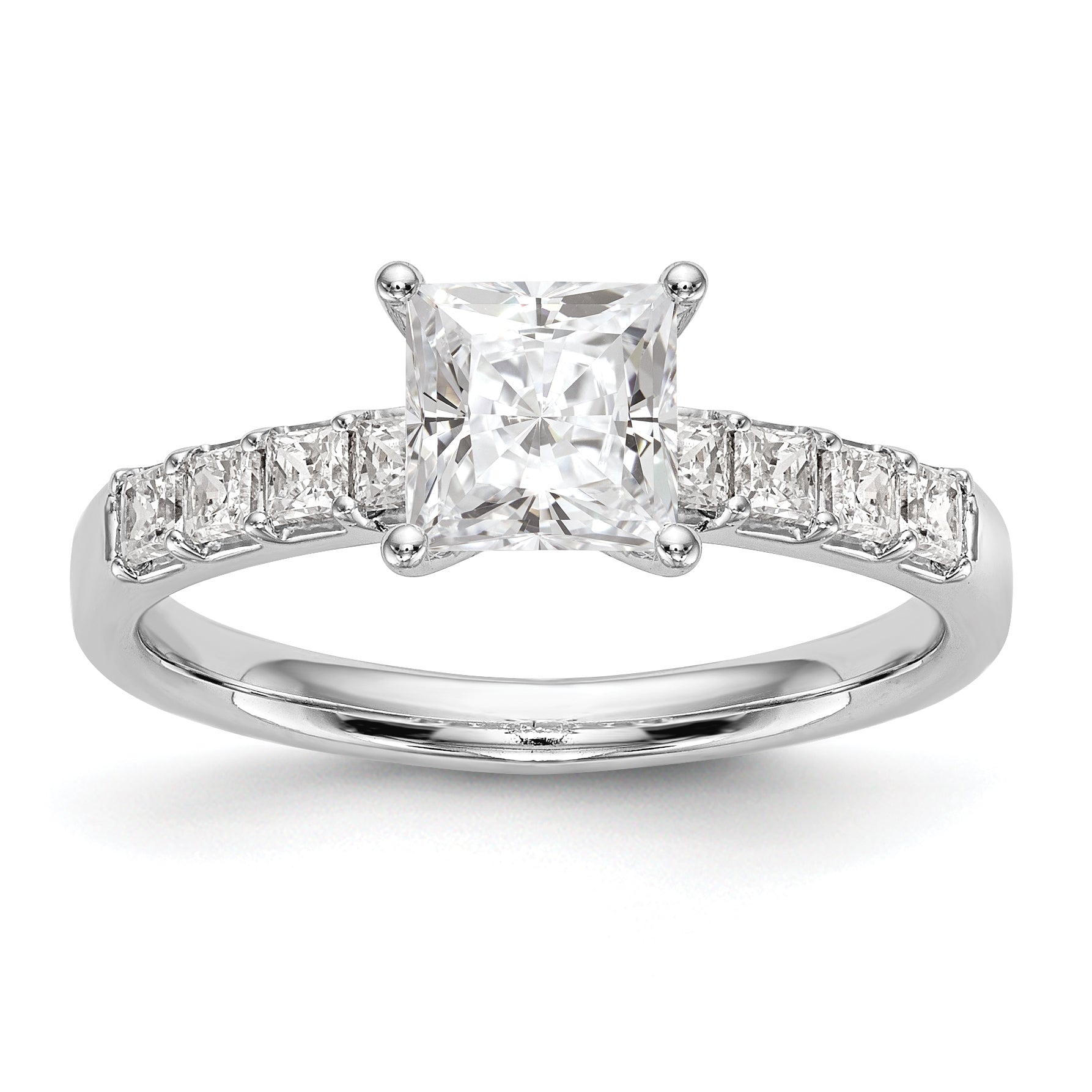 14K White Gold Simulated Diamond Engagement Ring