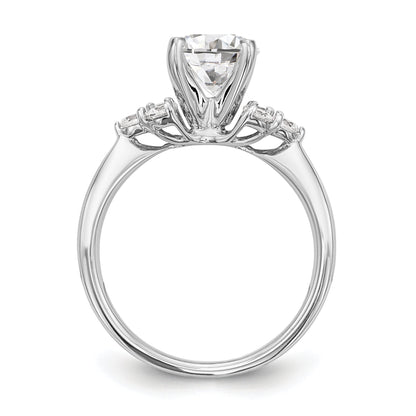 14K White Gold Diamond Peg Set CZ Engagement Ring