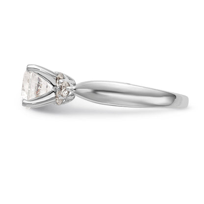 14K White Gold Diamond Peg Set CZ Engagement Ring