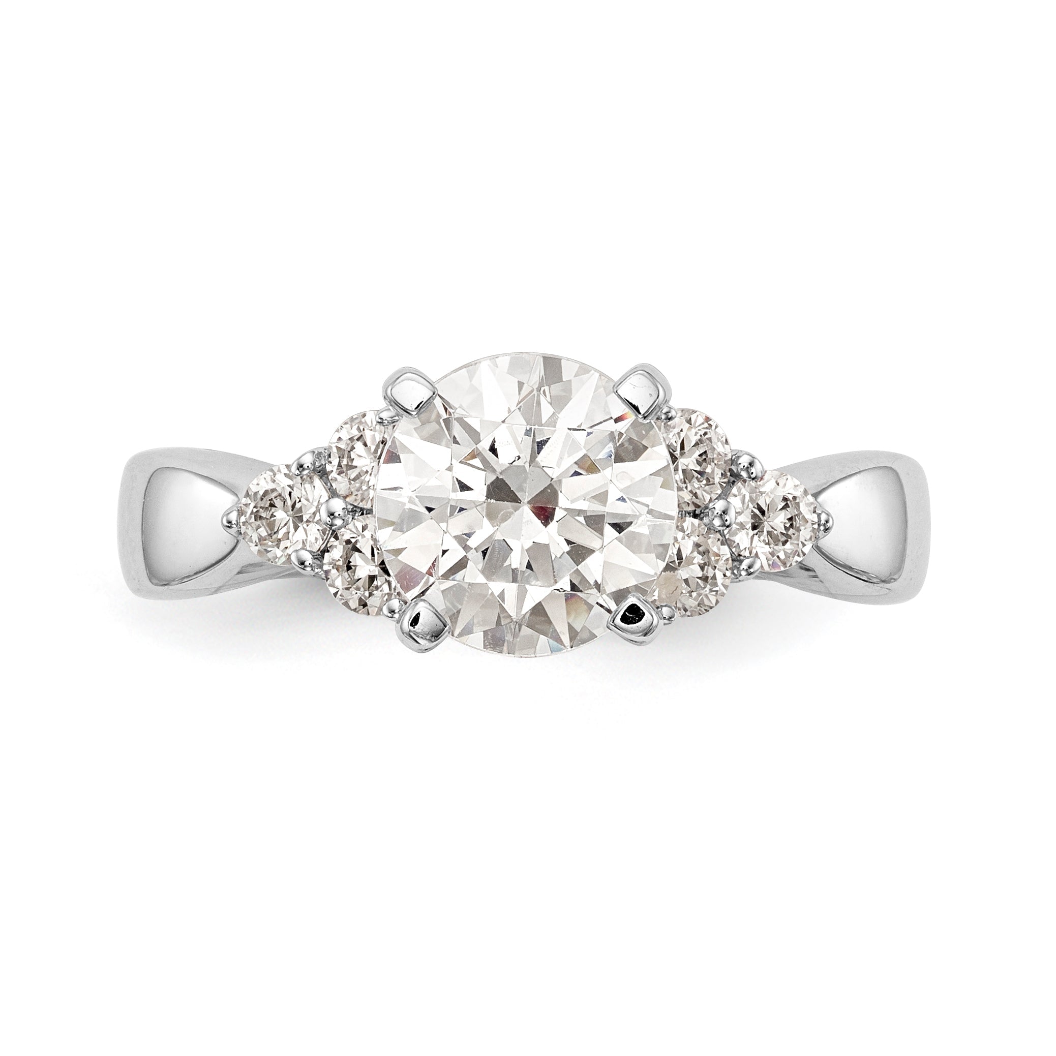 14K White Gold Diamond Peg Set CZ Engagement Ring