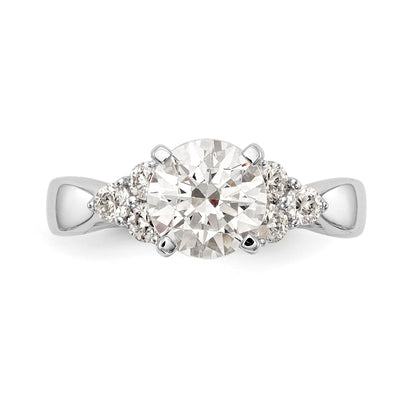 14K White Gold Diamond Peg Set CZ Engagement Ring