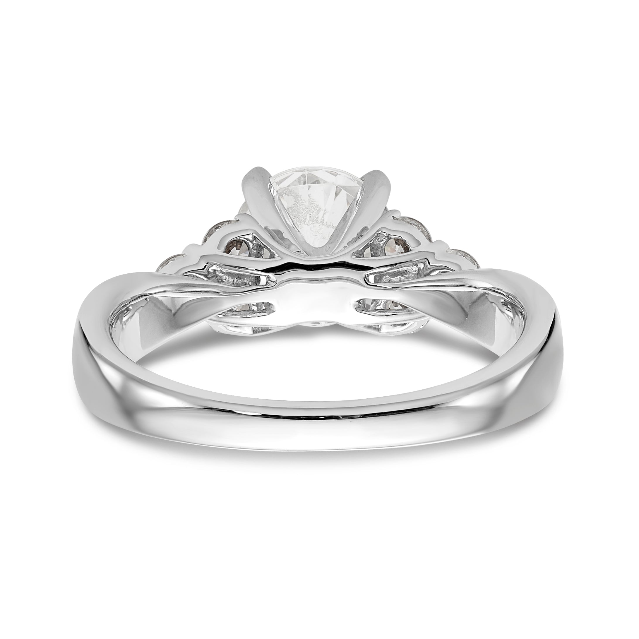 14K White Gold Diamond Peg Set CZ Engagement Ring