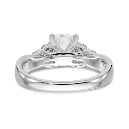14K White Gold Diamond Peg Set CZ Engagement Ring