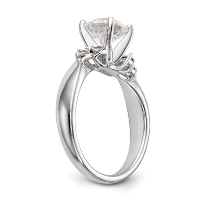 14K White Gold Diamond Peg Set CZ Engagement Ring