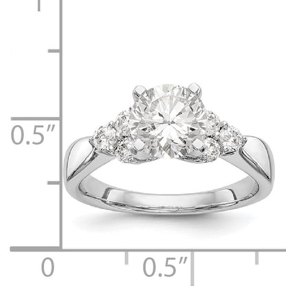 14K White Gold Diamond Peg Set CZ Engagement Ring