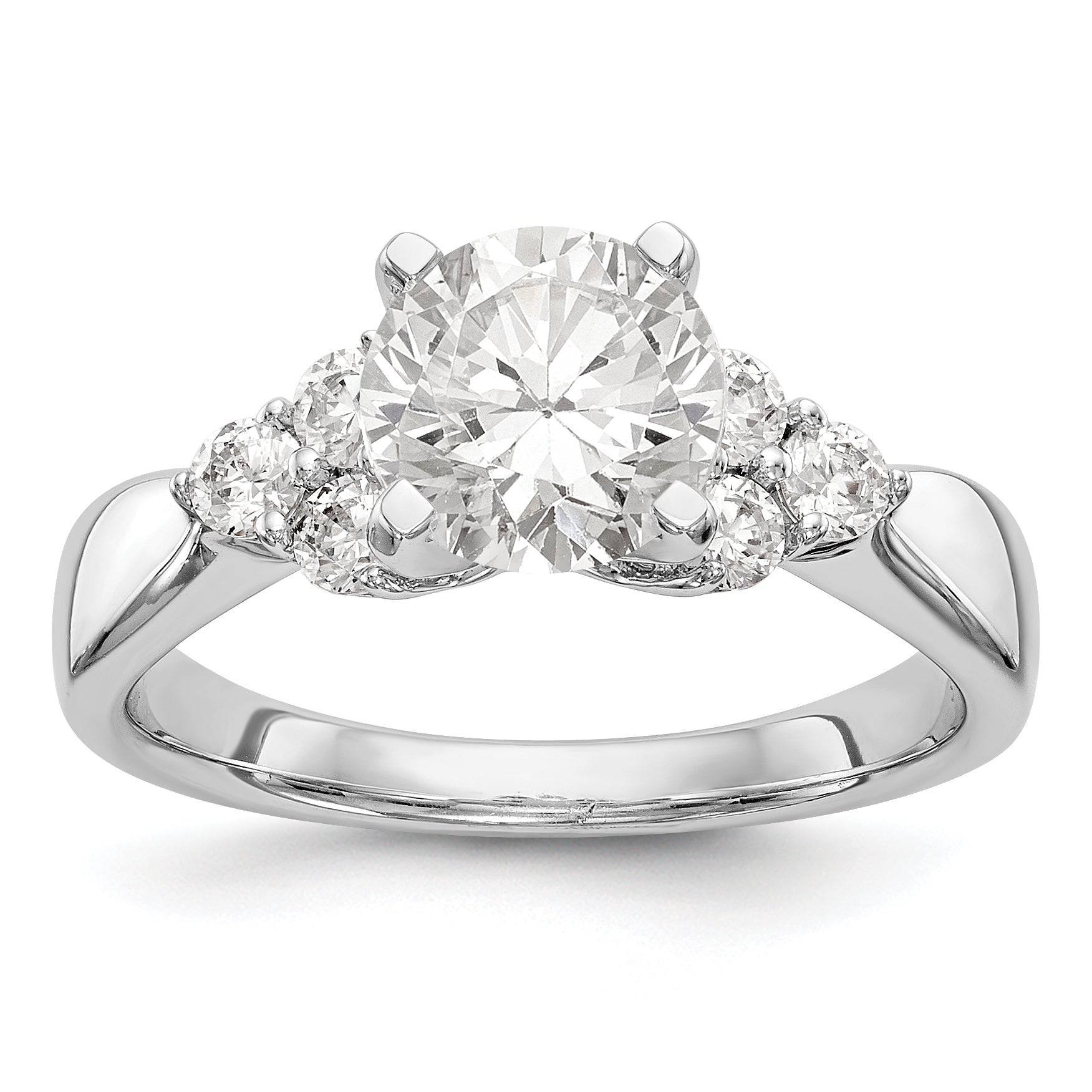 14K White Gold Diamond Peg Set CZ Engagement Ring