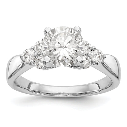 14K White Gold Diamond Peg Set CZ Engagement Ring