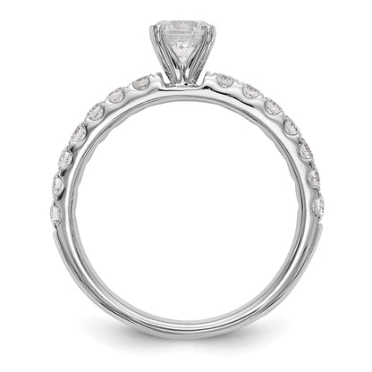 14K White Gold Diamond Peg Set CZ Engagement Ring