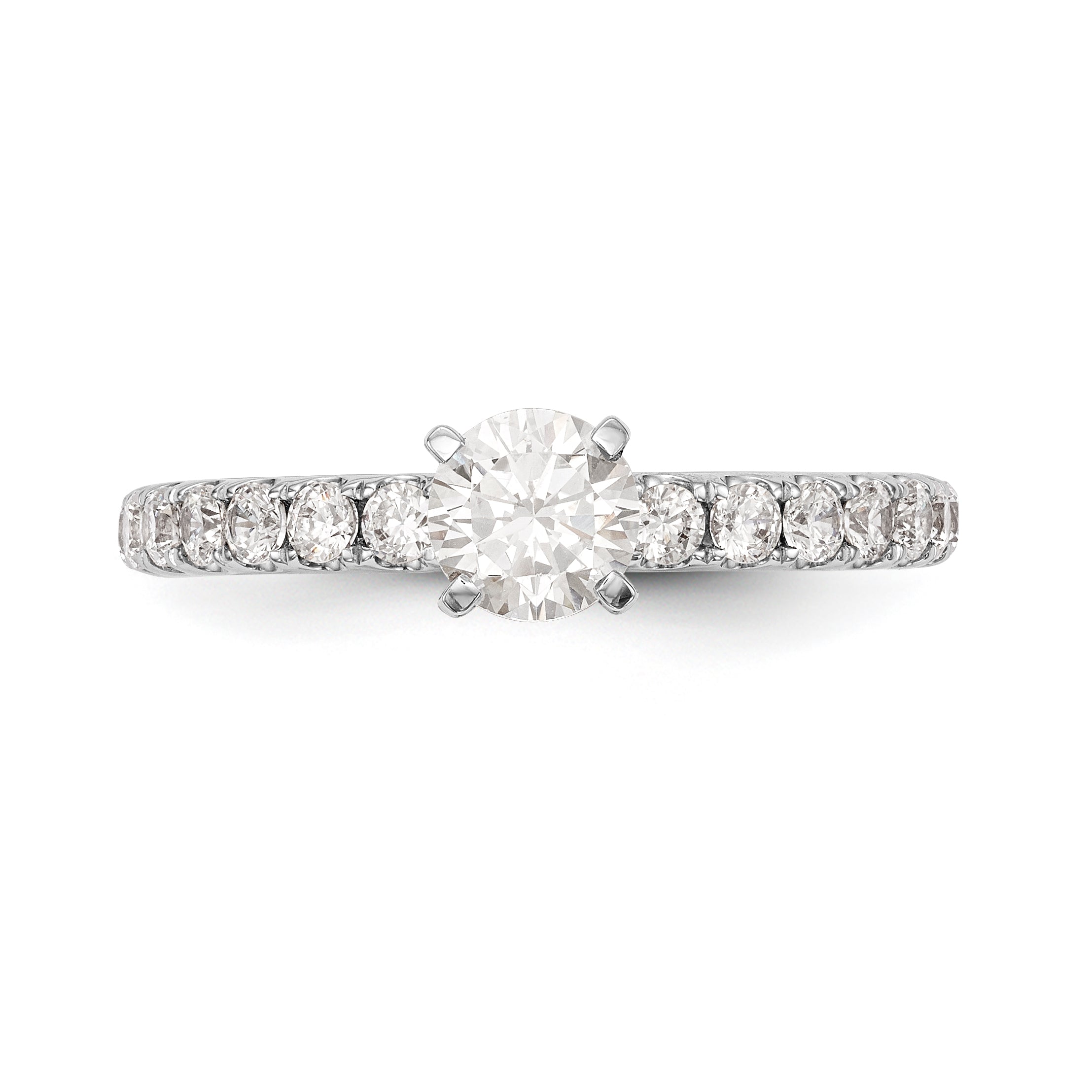 14K White Gold Diamond Peg Set CZ Engagement Ring