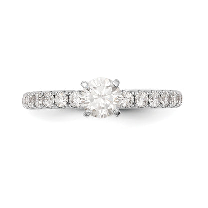 14K White Gold Diamond Peg Set CZ Engagement Ring