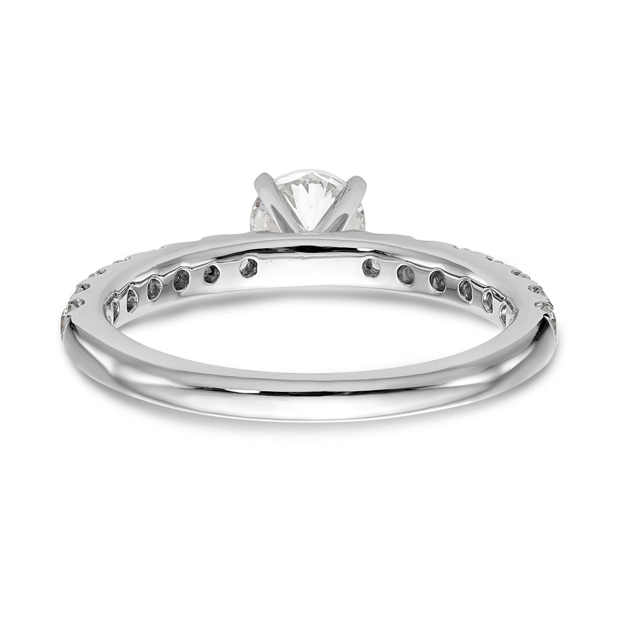 14K White Gold Diamond Peg Set CZ Engagement Ring