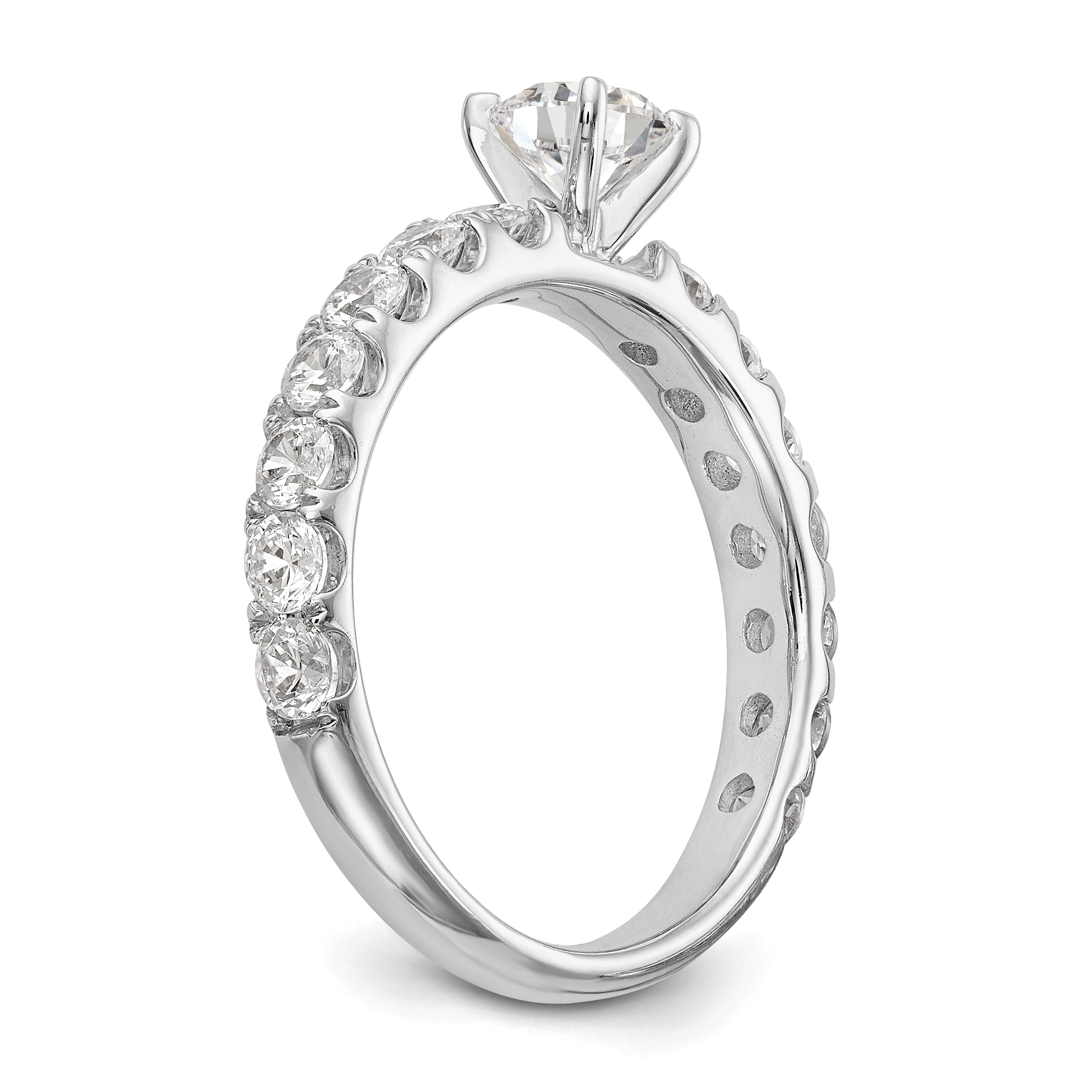 14K White Gold Diamond Peg Set CZ Engagement Ring
