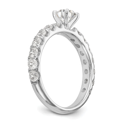 14K White Gold Diamond Peg Set CZ Engagement Ring