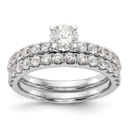 14K White Gold Diamond Peg Set CZ Engagement Ring
