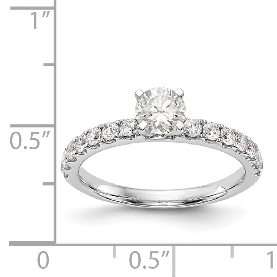 14K White Gold Diamond Peg Set CZ Engagement Ring