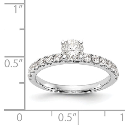 14K White Gold Diamond Peg Set CZ Engagement Ring