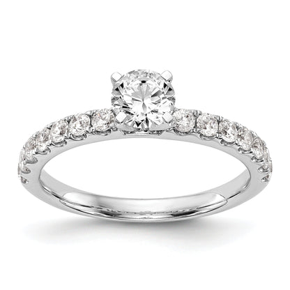 14K White Gold Diamond Peg Set CZ Engagement Ring