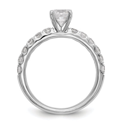 14K White Gold Diamond Peg Set CZ Engagement Ring