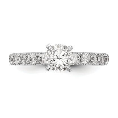 14K White Gold Diamond Peg Set CZ Engagement Ring
