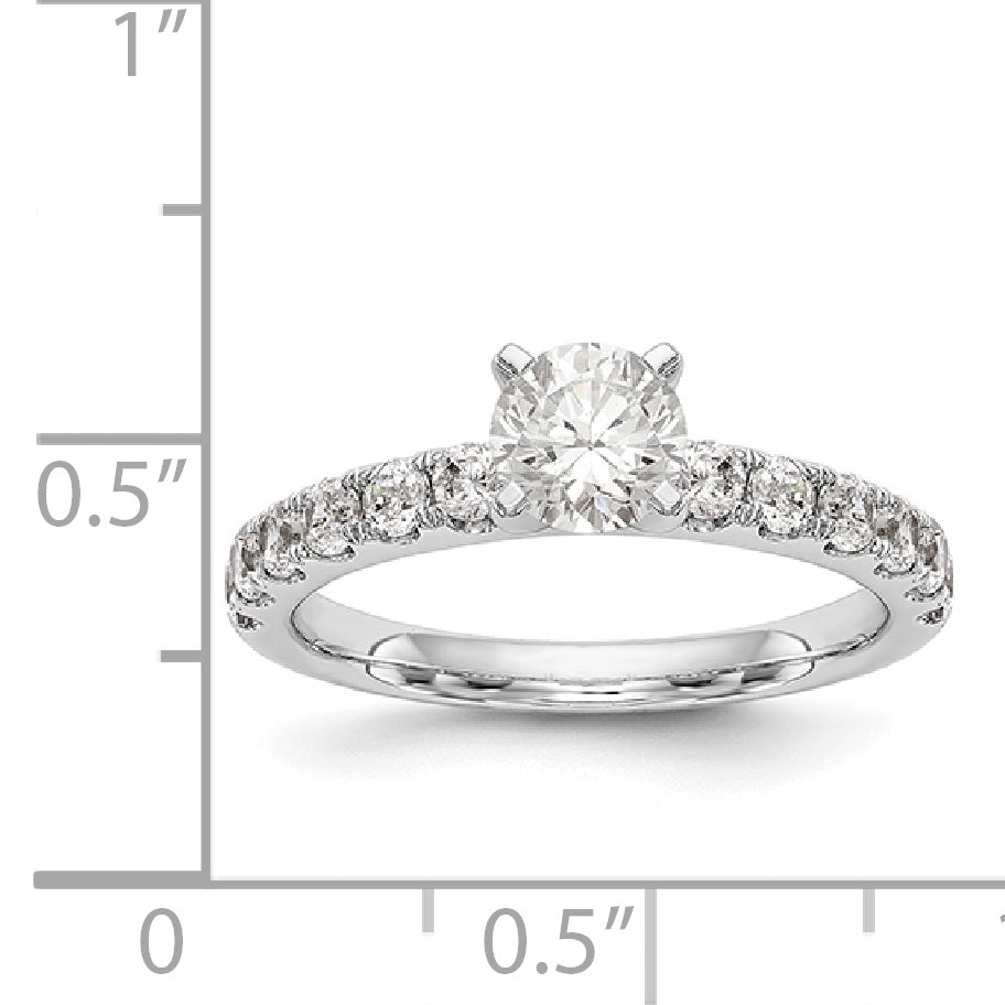 14K White Gold Diamond Peg Set CZ Engagement Ring