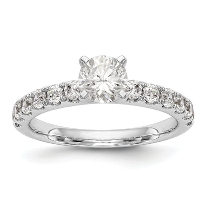 14K White Gold Diamond Peg Set CZ Engagement Ring