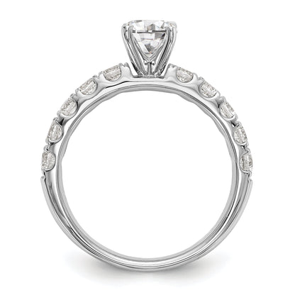 14K White Gold Diamond Peg Set CZ Engagement Ring