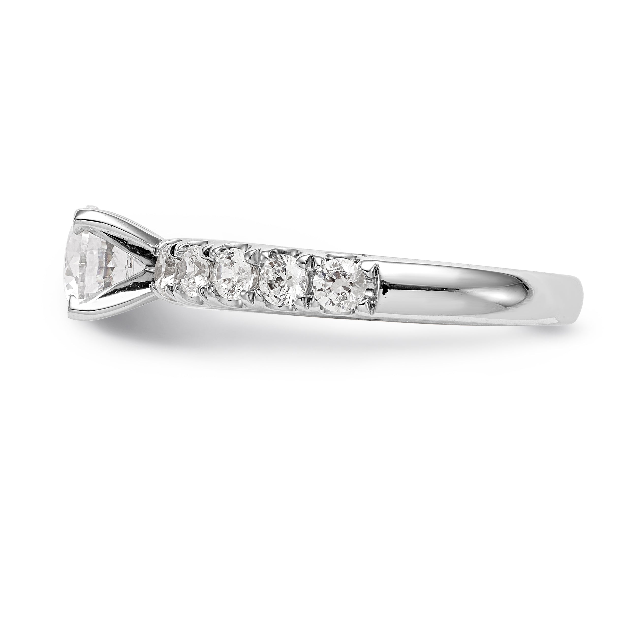 14K White Gold Diamond Peg Set CZ Engagement Ring
