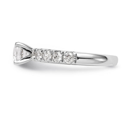 14K White Gold Diamond Peg Set CZ Engagement Ring