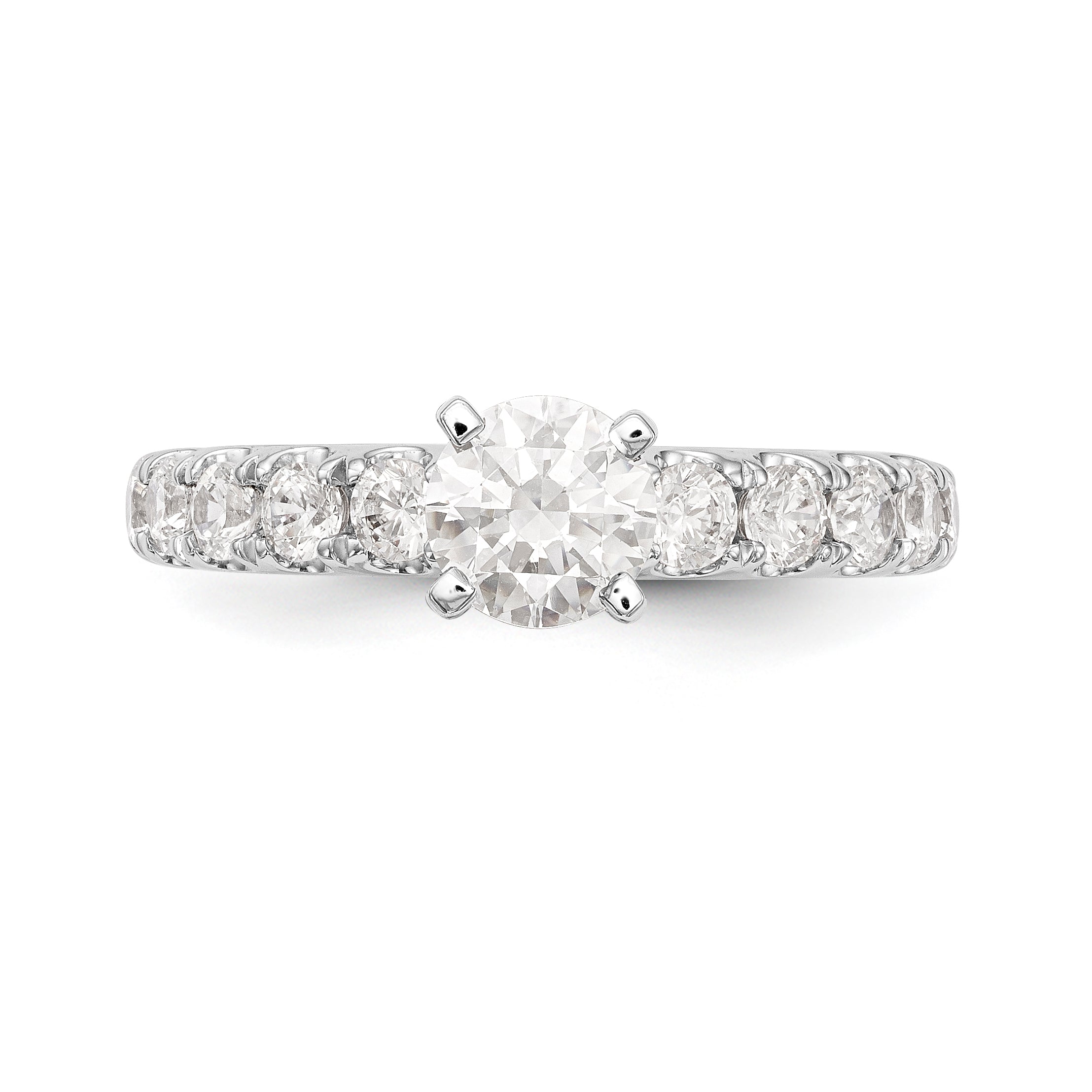 14K White Gold Diamond Peg Set CZ Engagement Ring