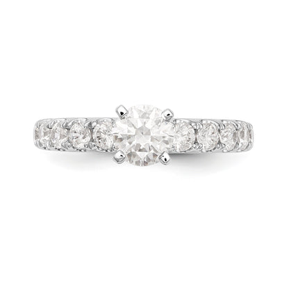 14K White Gold Diamond Peg Set CZ Engagement Ring