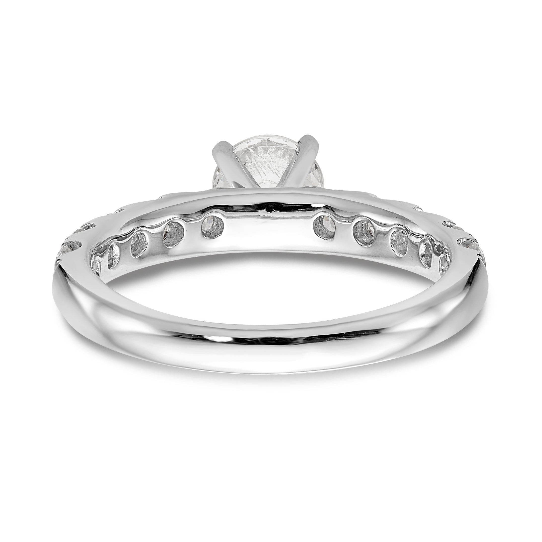 14K White Gold Diamond Peg Set CZ Engagement Ring