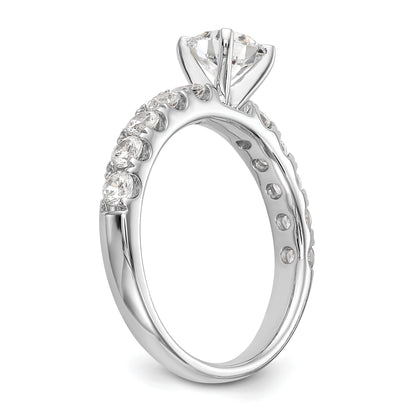 14K White Gold Diamond Peg Set CZ Engagement Ring