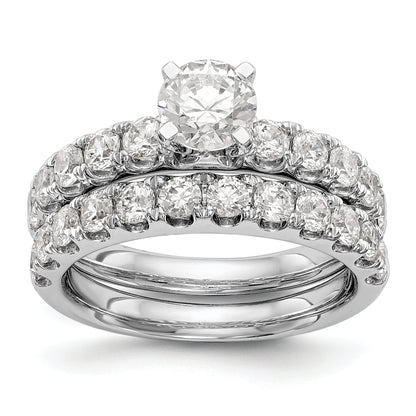 14K White Gold Diamond Peg Set CZ Engagement Ring
