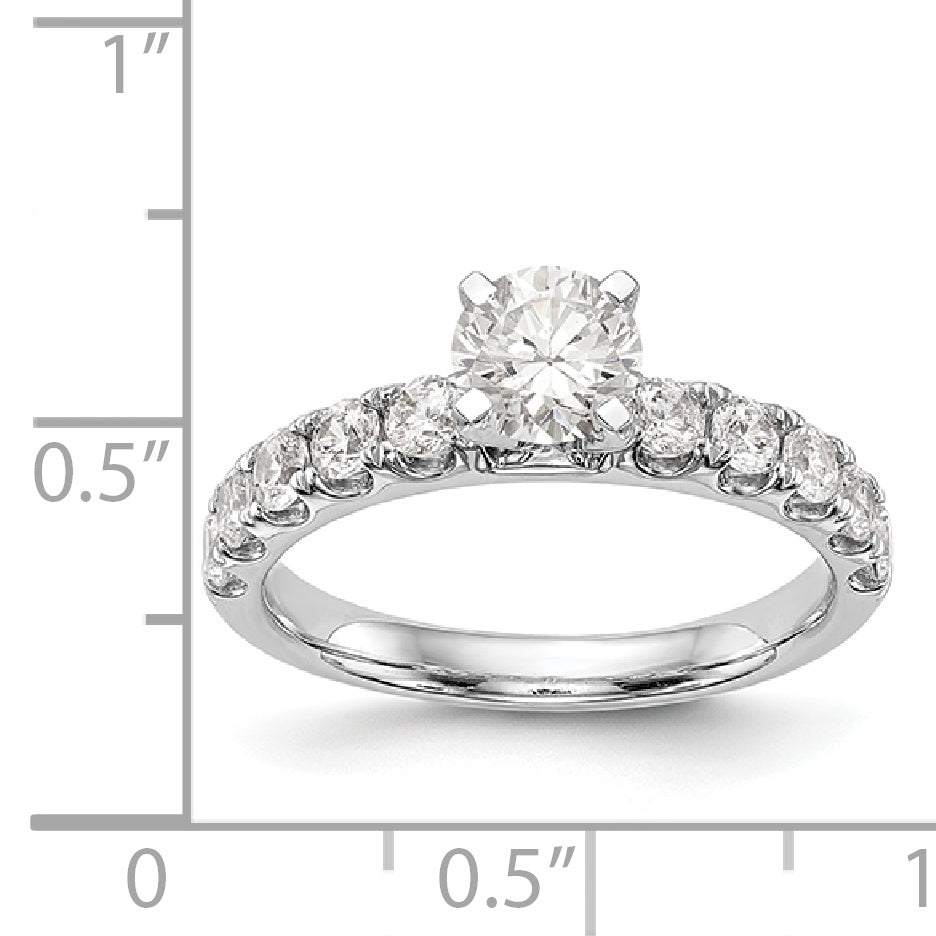 14K White Gold Diamond Peg Set CZ Engagement Ring